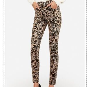 Express straight leg cheetah print high rise ankle legging jeans size 4R